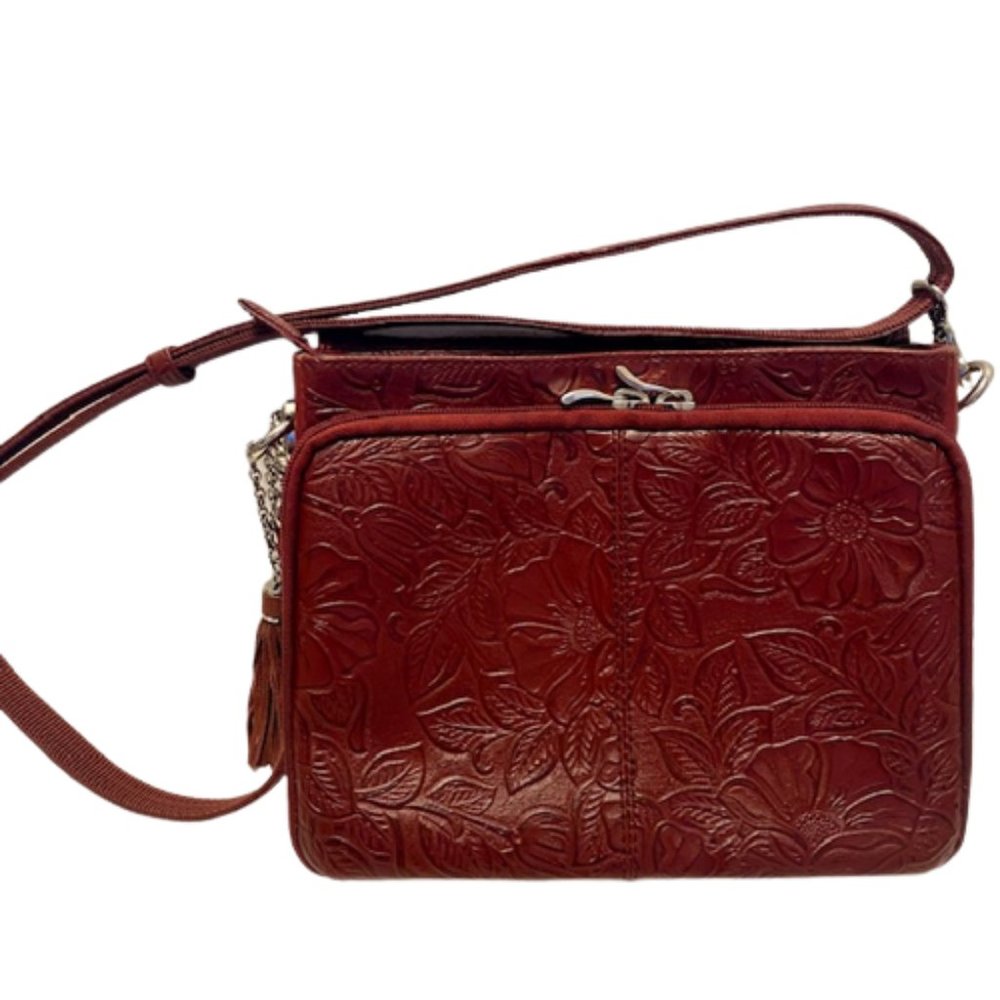 Gun Tote 'n' Mamas Tooled Leather American Clutch Shoulder Bag Crossbody Red